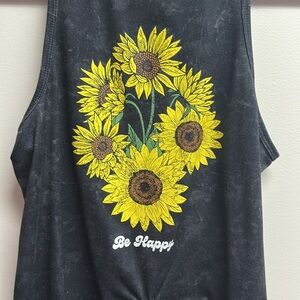 Sunflower Graphic Black Tank/ Crop Top (Unless You Are Short)